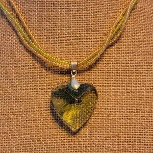 Faceted Green Heart Beaded Choker Necklace